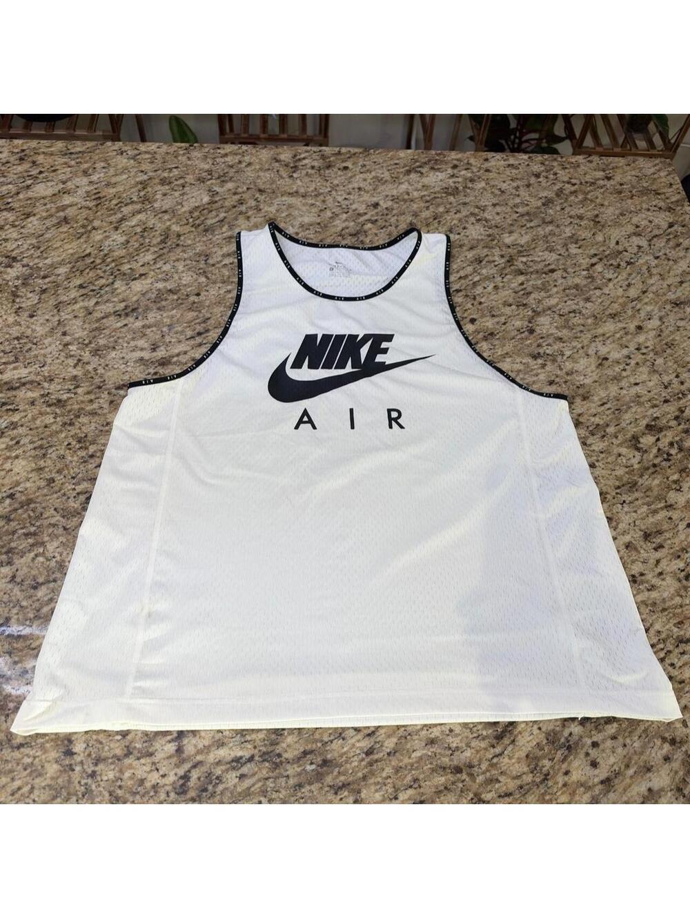 Nike Air white tank top with black Nike swoosh and 'AIR' text